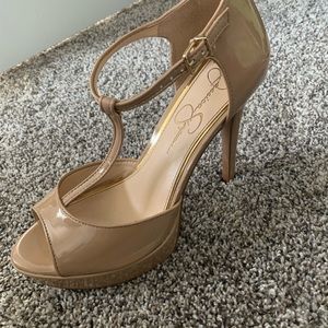 Jessica Simpson Nude T-Strap Heels
